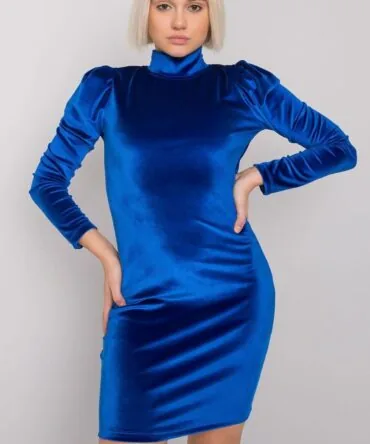 Rochie Catifea Guler Înalt Seară – Mini Royal Blue 2026