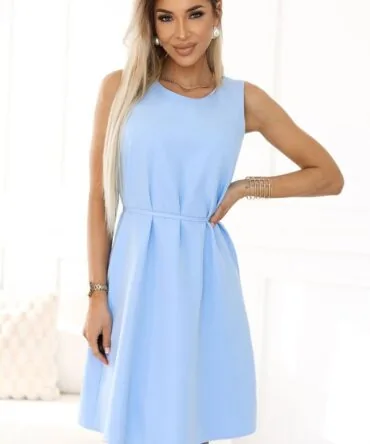 Rochie Trapez Fără Mâneci cu Curea