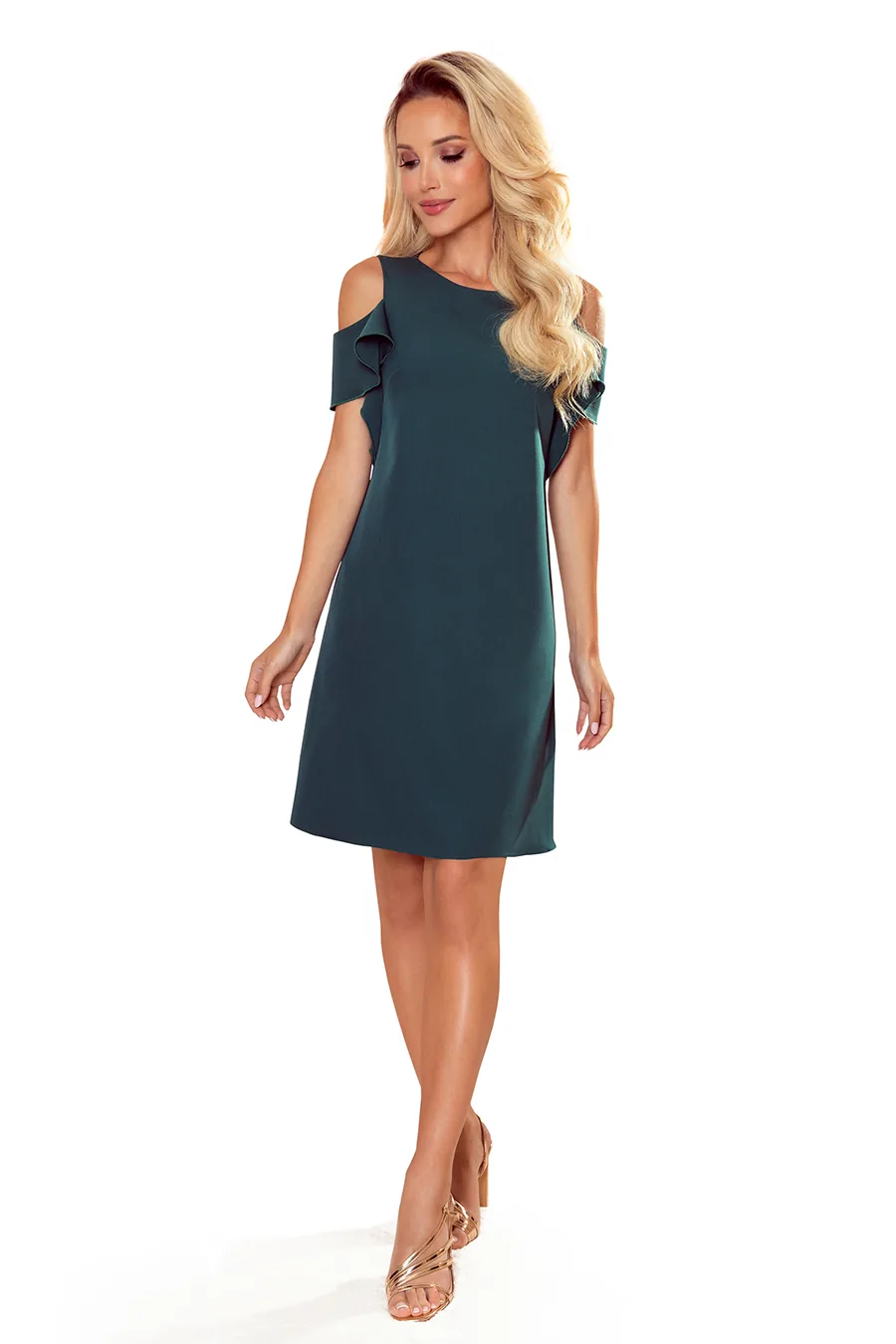 Rochie Trapezoidală cu Volane pe Umeri – fotografia 6