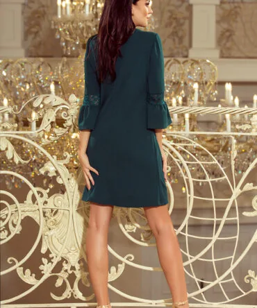 Rochie verde cu dantelă pe mâneci – fotografia 2