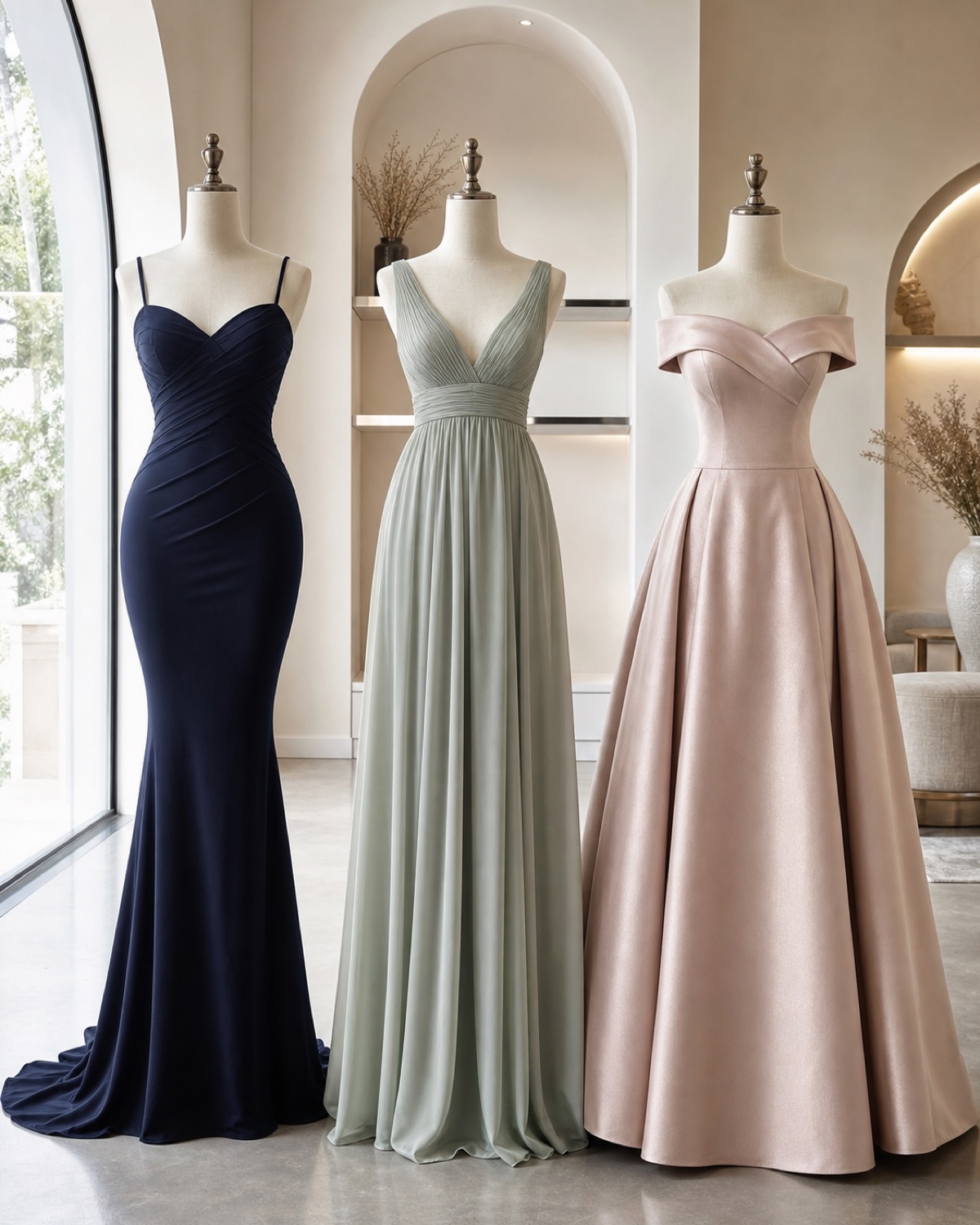Trei siluete de rochii de seară: bodycon, empire și linia A